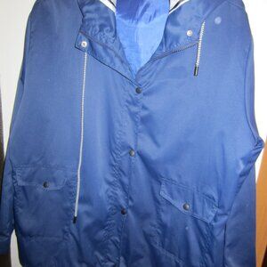 4XL-BLUE SPRING/LIGHT WEIGHT/PULL ZIPPER & SNAP/WOMEN'S COAT